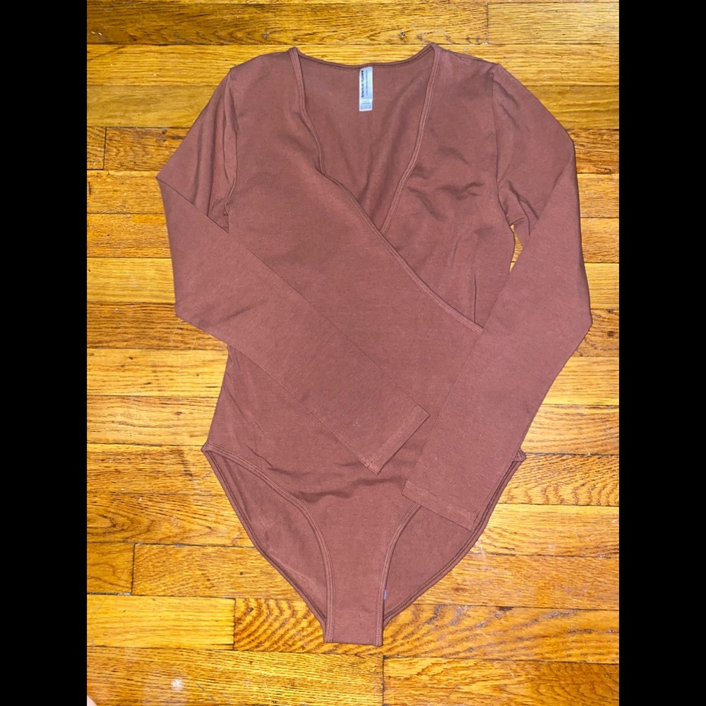 American Apparel cotton cross V bodysuit